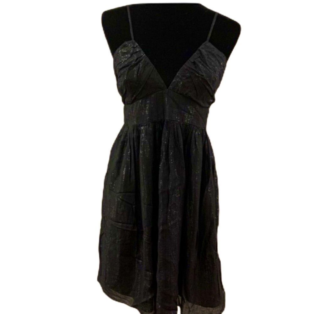 Forever 21 Strappy Metallic Silver & Black Mini Dress Empire Waist Size Medium